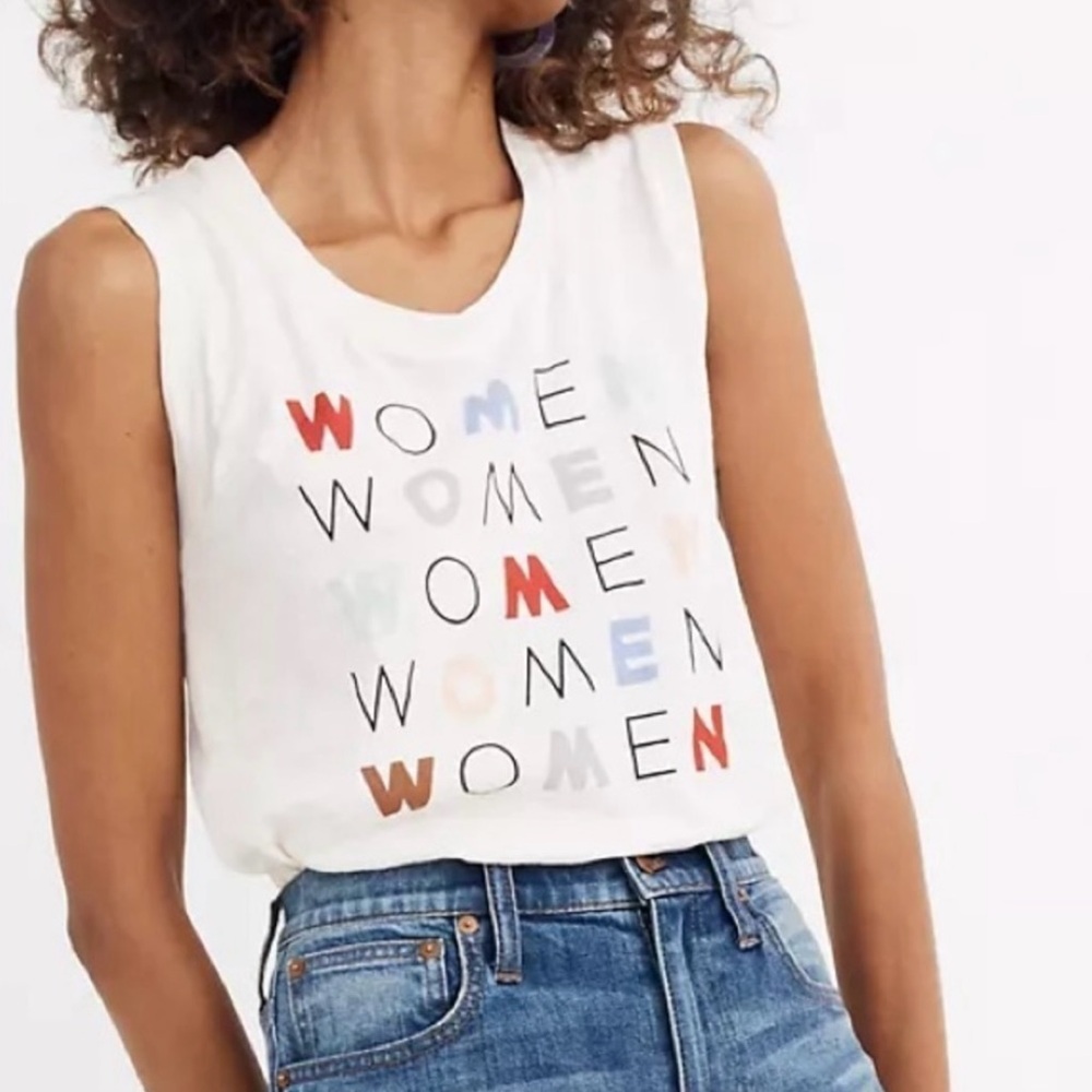 Madewell x Girls Inc Women Graphic 100% Cotton Muscle Tank Top Size Small